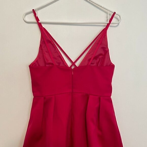 TOPSHOP Front Cross Minidress Magenta Pink Strappy Party Mini Fit & Flare Dress - Picture 10 of 14